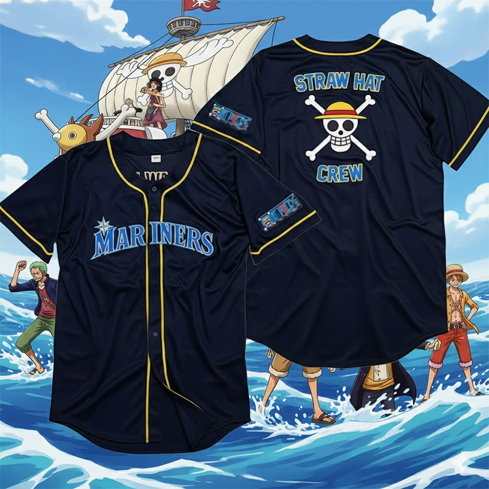 Seattle Mariners x One Piece 2026 Night Baseball Jersey Baseball Merch One Piece Lover Gift