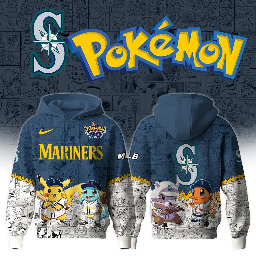 Seattle Mariners X Pokemon Go Hoodie MLB Merch Gifts For Baseball Lovers Fans For Him Her