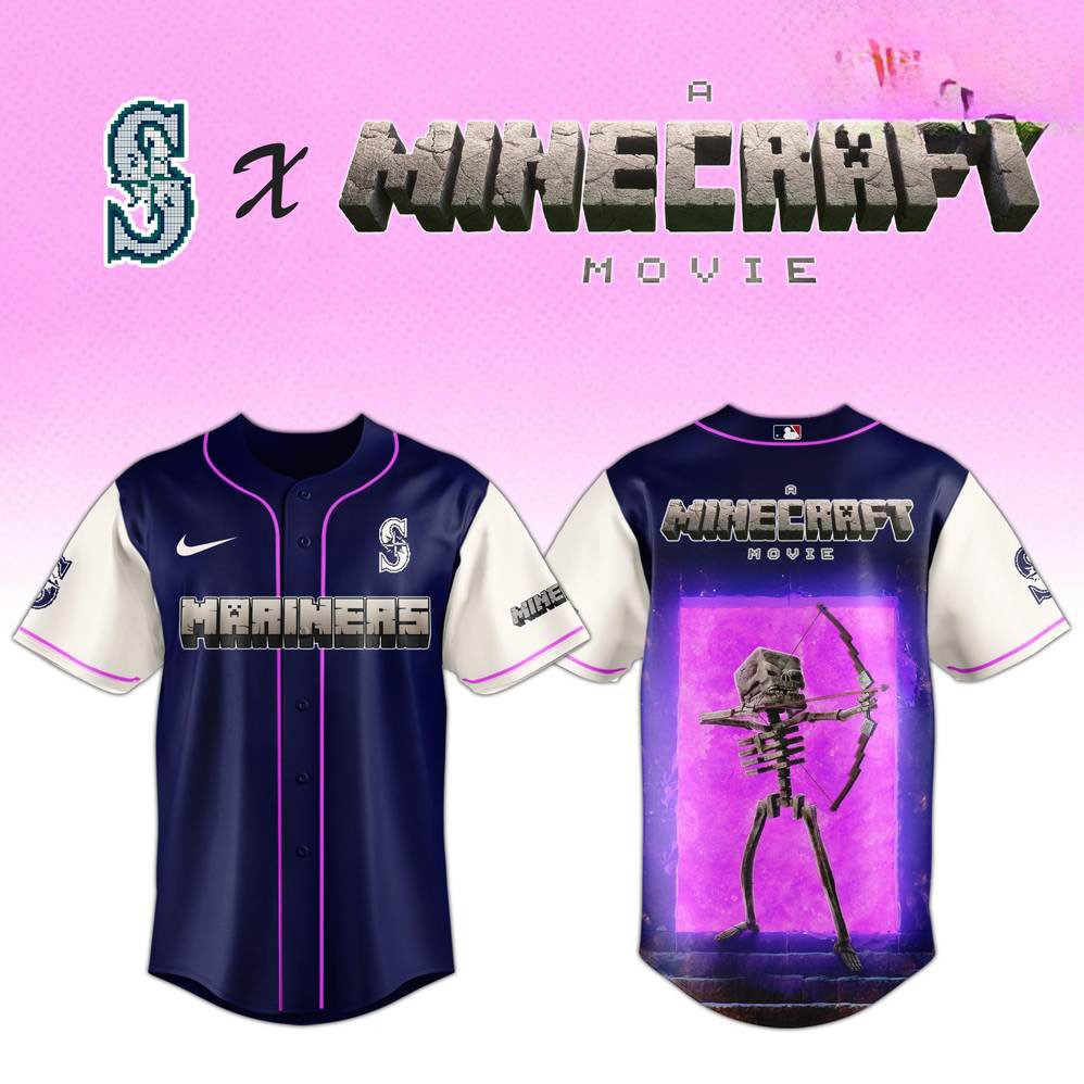 Seattle Mariners x Skeleton A Minecraft Movie Special Baseball Jersey Cool Gift For Him
