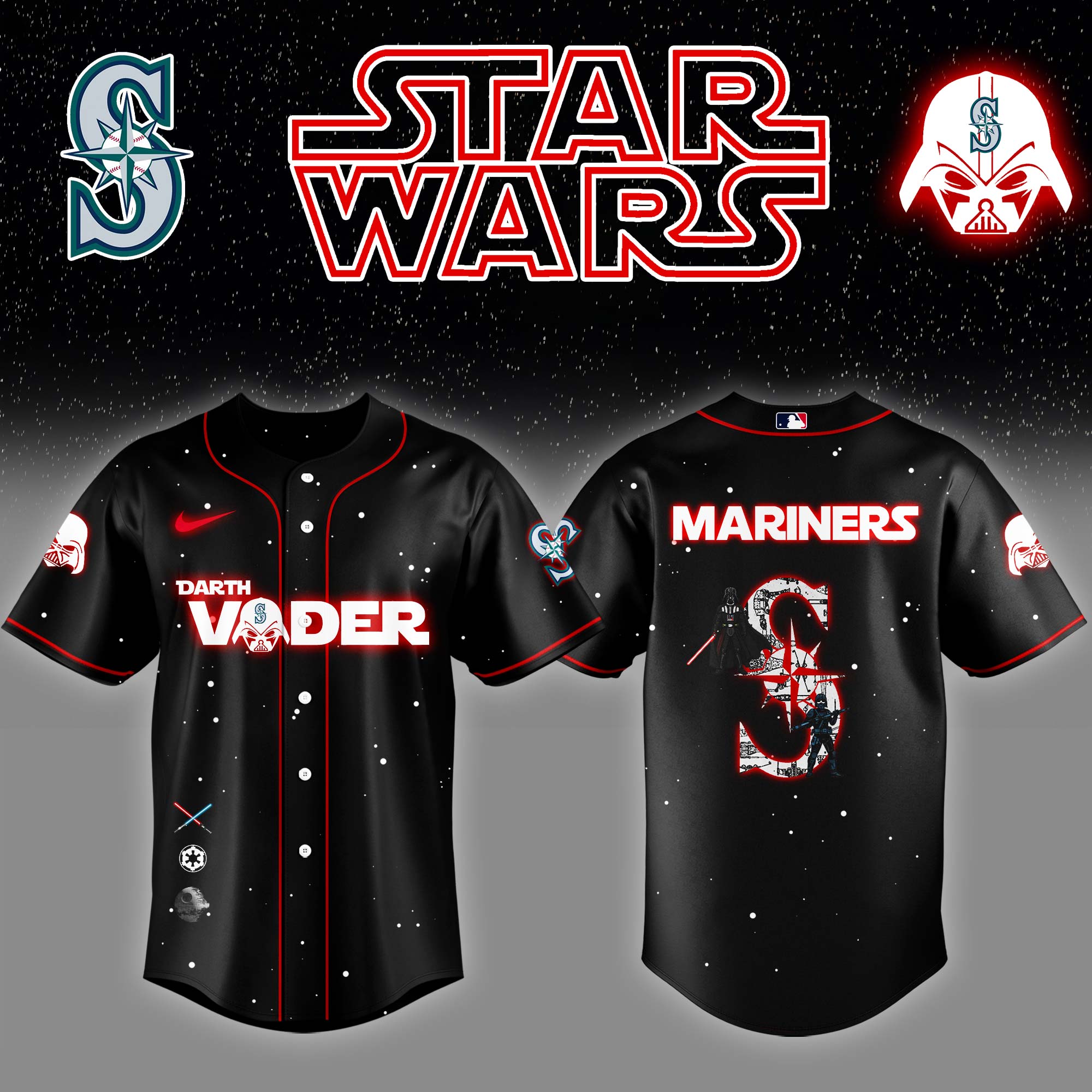 Seattle Mariners x Stars Wars Darth Vader Night Baseball Jersey Unique Baseball Gifts