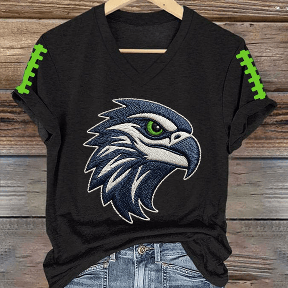 Seattle Seahawks Football V-Neck Shirt Hawk Mascot Football Clothes Seattle Seahawks Fan Gears