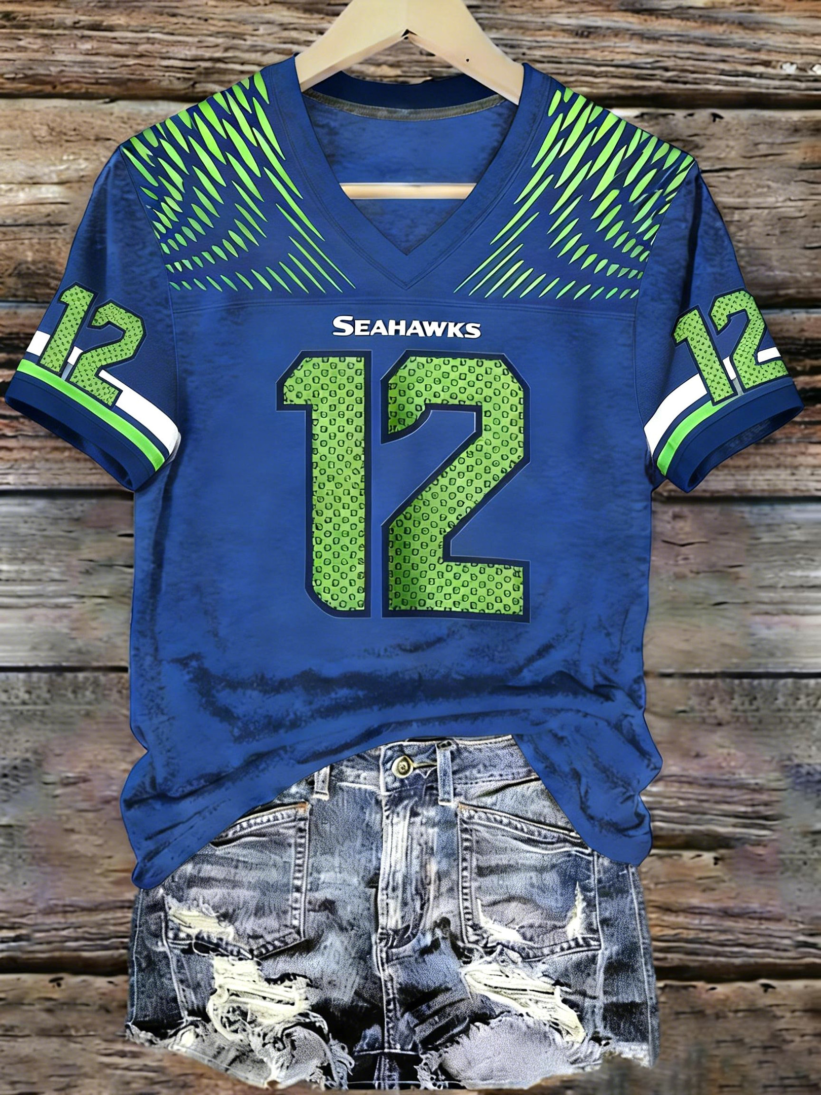 Seattle Seahawks Merch 12 V-Neck Shirt Football Themed Gifts For Fans