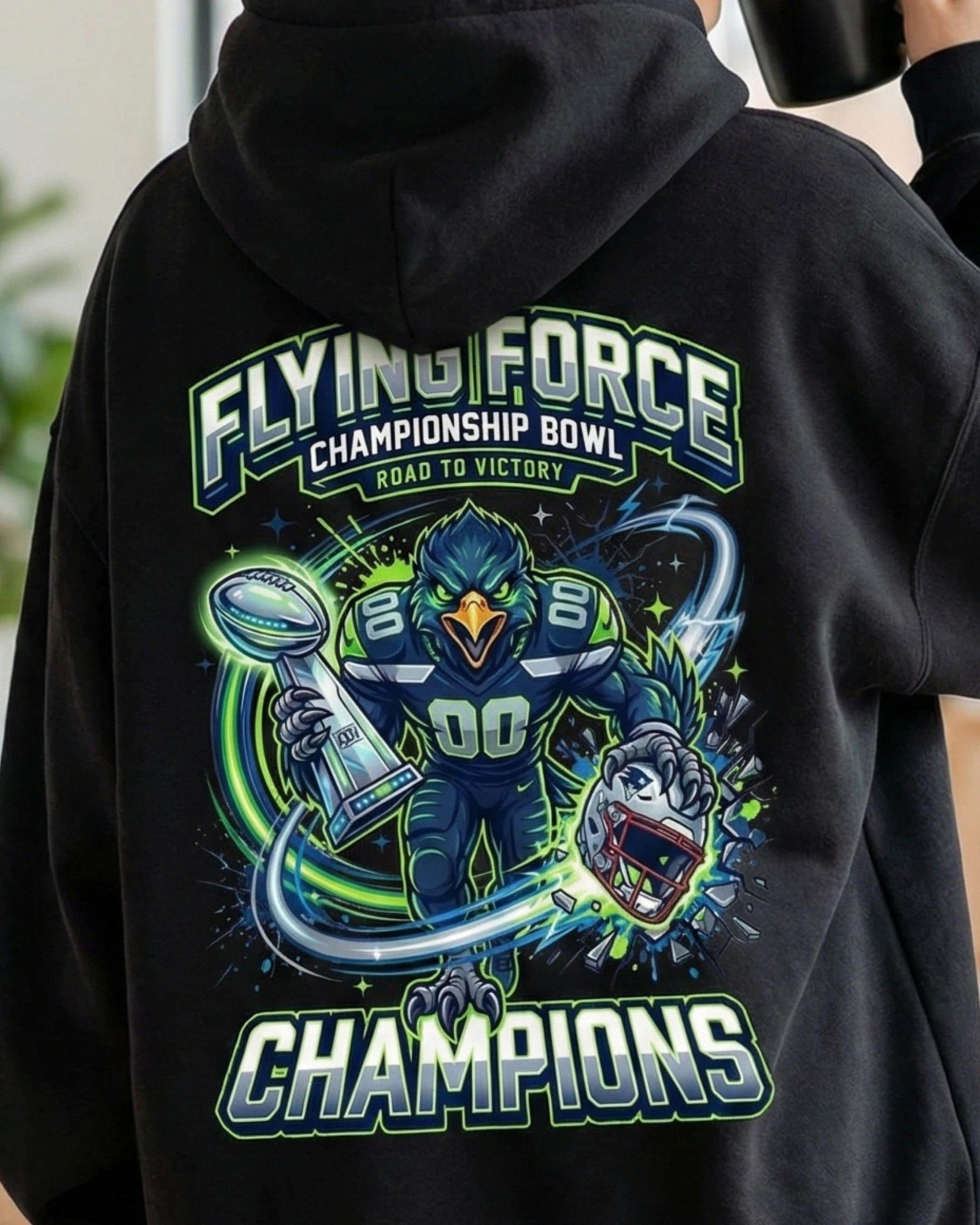 Seattle Seahawks Merch Flying Force Champions Hoodie Seattle Seahawks Super Bowl Champion