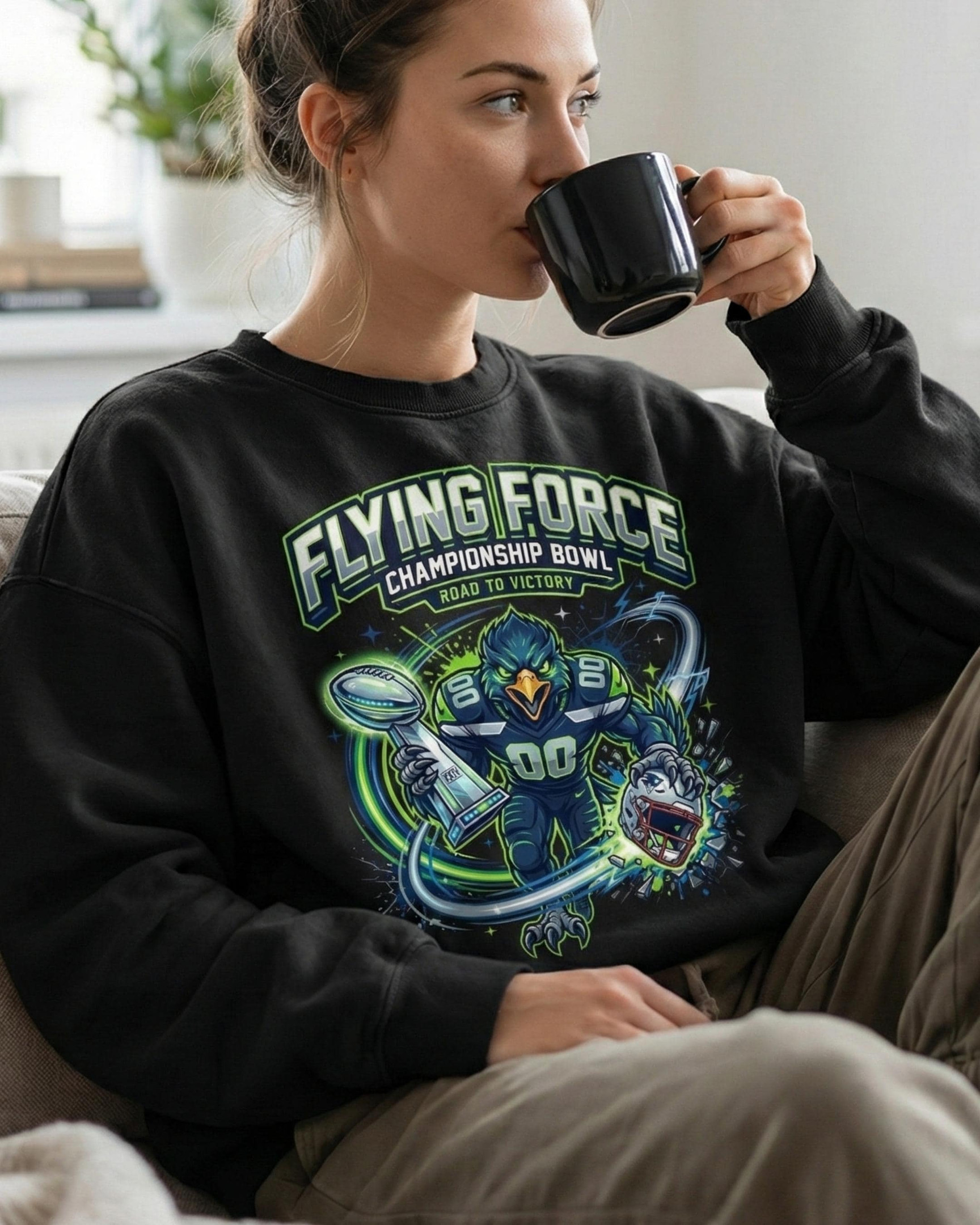 Seattle Seahawks Merch Flying Force Championship Bowl Sweatshirt Gifts For Football Lovers