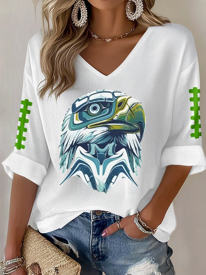 Seattle Seahawks Merch Football V-Neck Long Sleeve Shirt Seattle Seahawks Apparel Gifts