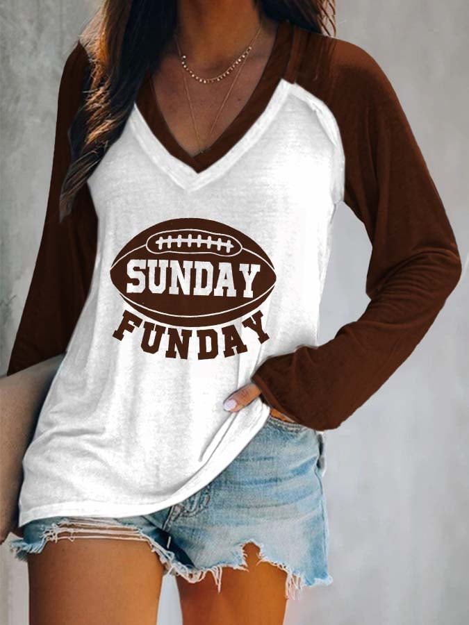 Seattle Seahawks Merch Sunday Funday V-Neck Long Sleeve Shirt Seattle Seahawks Apparel Gifts
