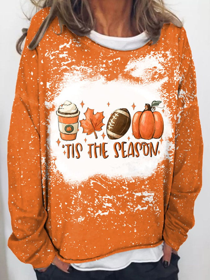 Seattle Seahawks Merch Tis The Season Sweatshirt Pumpkin Maple Leaf Graphic Football Clothing