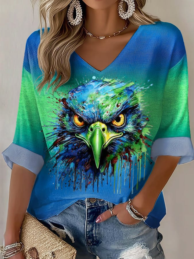 Seattle Seahawks Merch V-Neck Long Sleeve Shirt Game Day Apparel Seattle Seahawks Gifts