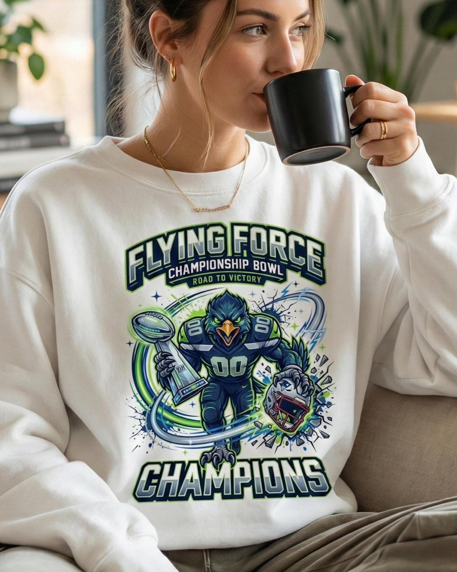 Seattle Seahawks Superbowl Champion Sweatshirt Flying Force Championship Bowl Clothing
