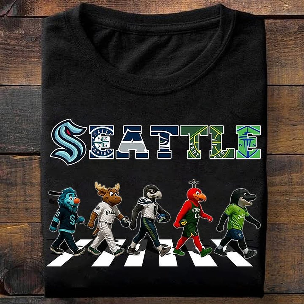 Seattle Sports Mascot Abbey Road T-Shirt Best Gift For Sports Fans Collectors