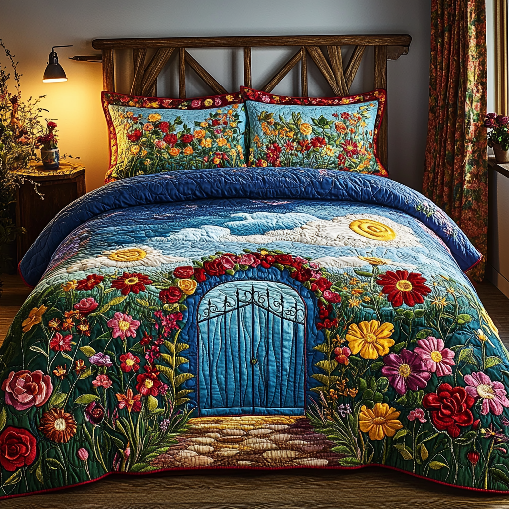 Secret Garden Quilted Bedding Set Best Bedspread Set Christmas Floral Gifts