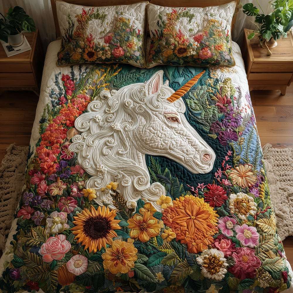 Secret Garden Unicorn Quilted Bedding Set Bed Room Decoration Unique Horse Gifts For Ladies