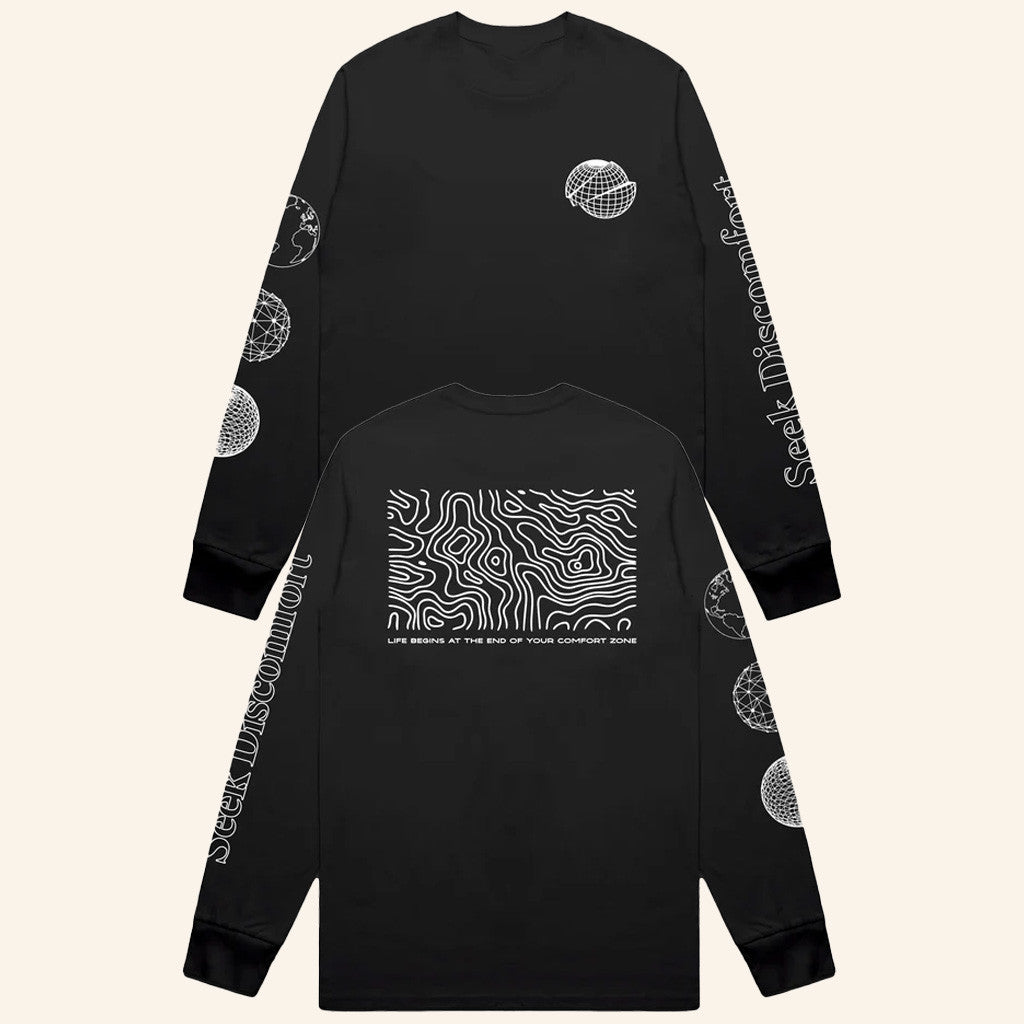 Seek Discomfort Merch SD Worldwide Long Sleeve T-Shirt Black Present For Husband Seek Discomfort Merch SD Worldwide Long Sleeve T-Shirt Black Present For Husband