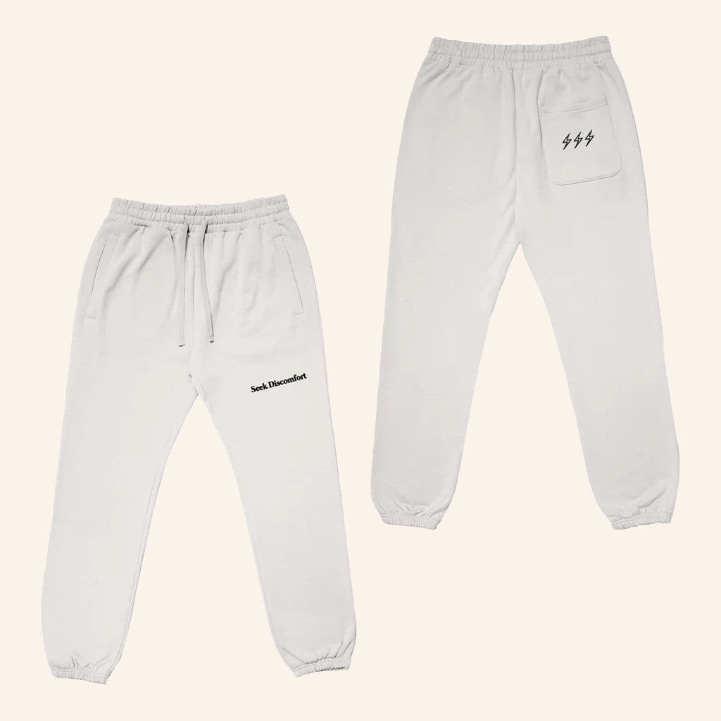 Seek Discomfort Merch White Seeker Sweatpants Gifts For Friends Seek Discomfort Merch White Seeker Sweatpants Gifts For Friends