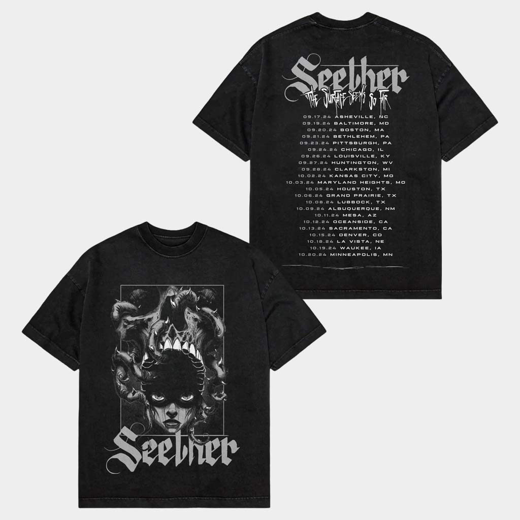 Seether Merch Octopus 2024 Tour Black T-Shirt Seether Shirt Cool Gifts For Music Lovers