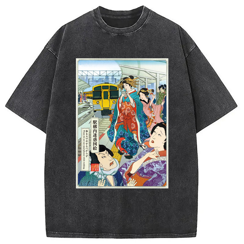Seibu Railway Washed T-Shirt Retro Humor Outfit Idea Gifts For BFF