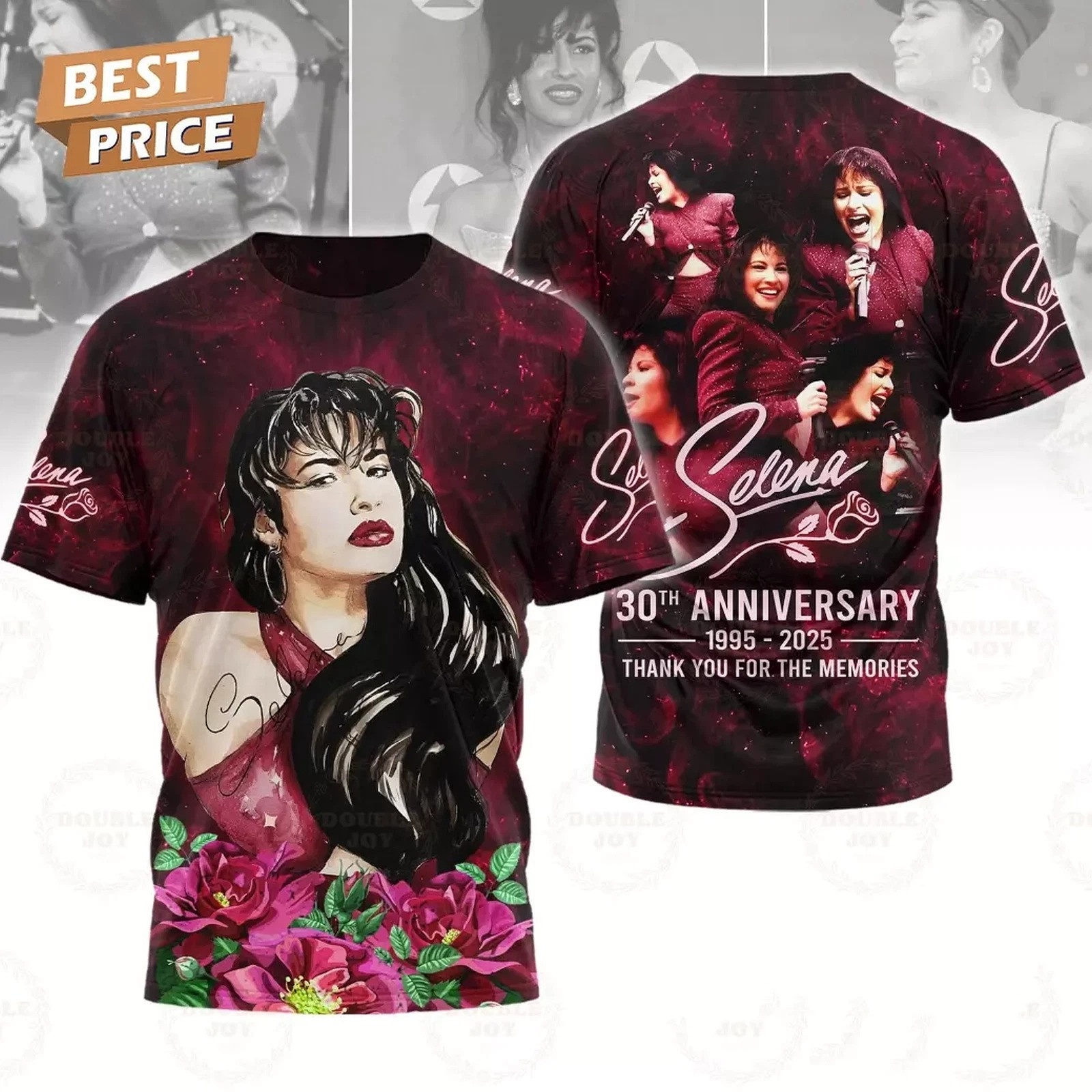 Selena 30th Anniversary 1995-2025 Thank You For The Memories 3D T-Shirt Fans Gift