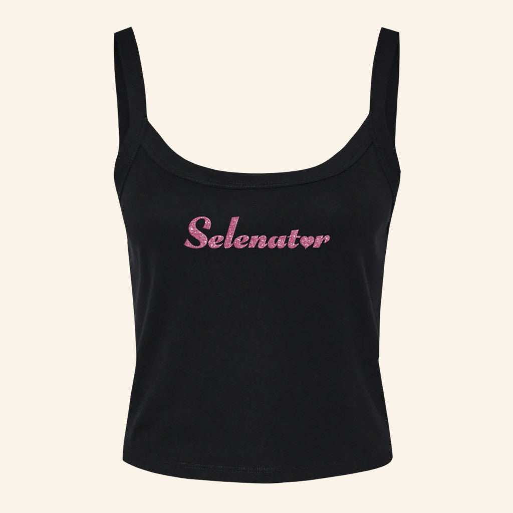 Selena Gomez Merch Selenator Script Pink Glitter Tank Gifts For Wife Selena Gomez Merch Selenator Script Pink Glitter Tank Gifts For Wife