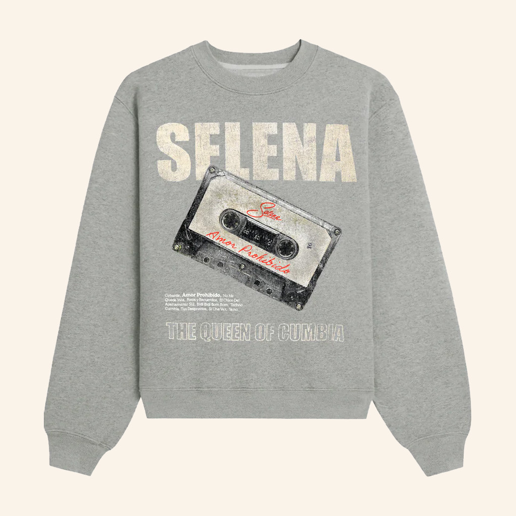 Selena Quintanilla Merch AP Cassette Distressed Sweatshirt The Queen Of Cumbia Sweatshirt