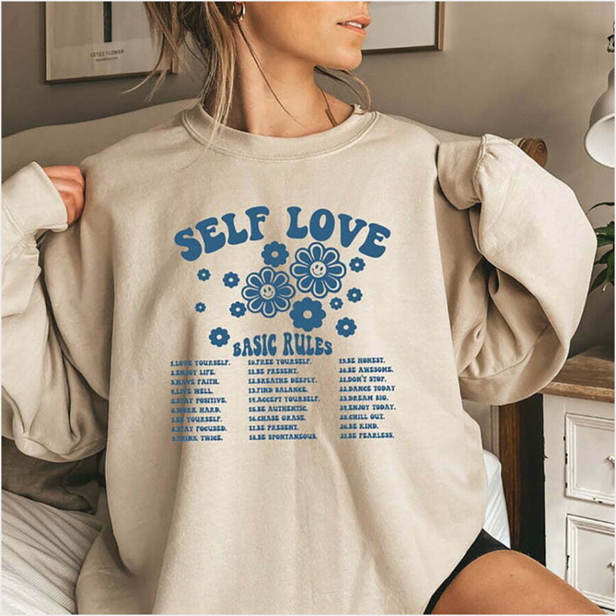 Self Love Basic Rules SweatShirt, Retro Self Love Shirt, Cute Y2K Shirt Gifts For Brother Trendy Merch Self Love Basic Rules SweatShirt, Retro Self Love Shirt, Cute Y2K Shirt Gifts For Brother Trendy Merch