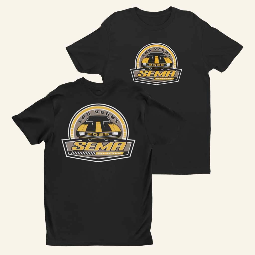 Sema Gear Merch Las Vegas Sema 2025 Badge Black T-Shirt Christmas Gift Ideas For Him Sema Gear Merch Las Vegas Sema 2025 Badge Black T-Shirt Christmas Gift Ideas For Him