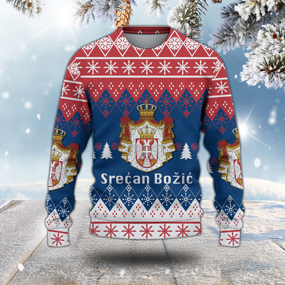 Serbia Christmas Srecan Bozic Ugly Pattern Sweatshirt