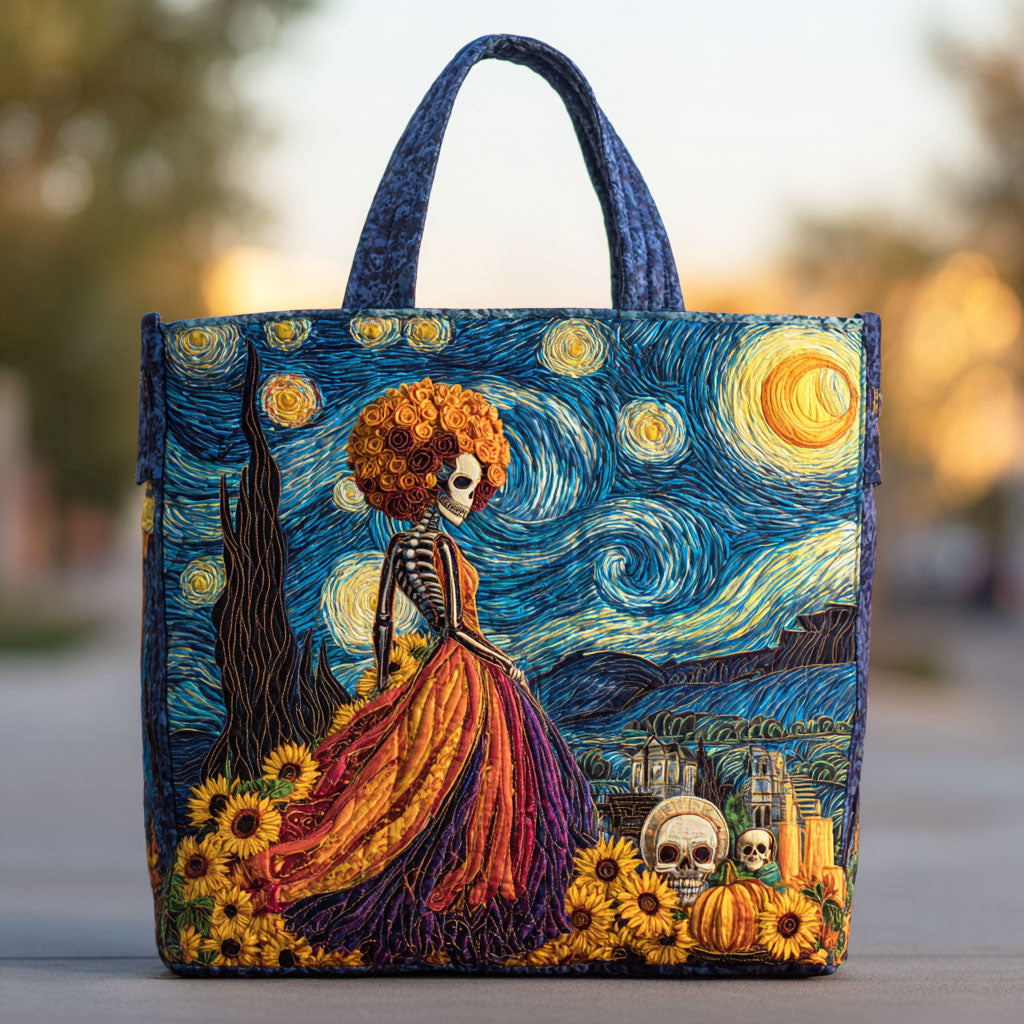 Serenade Skull Quilted Tote Bag Skull Presents For Her