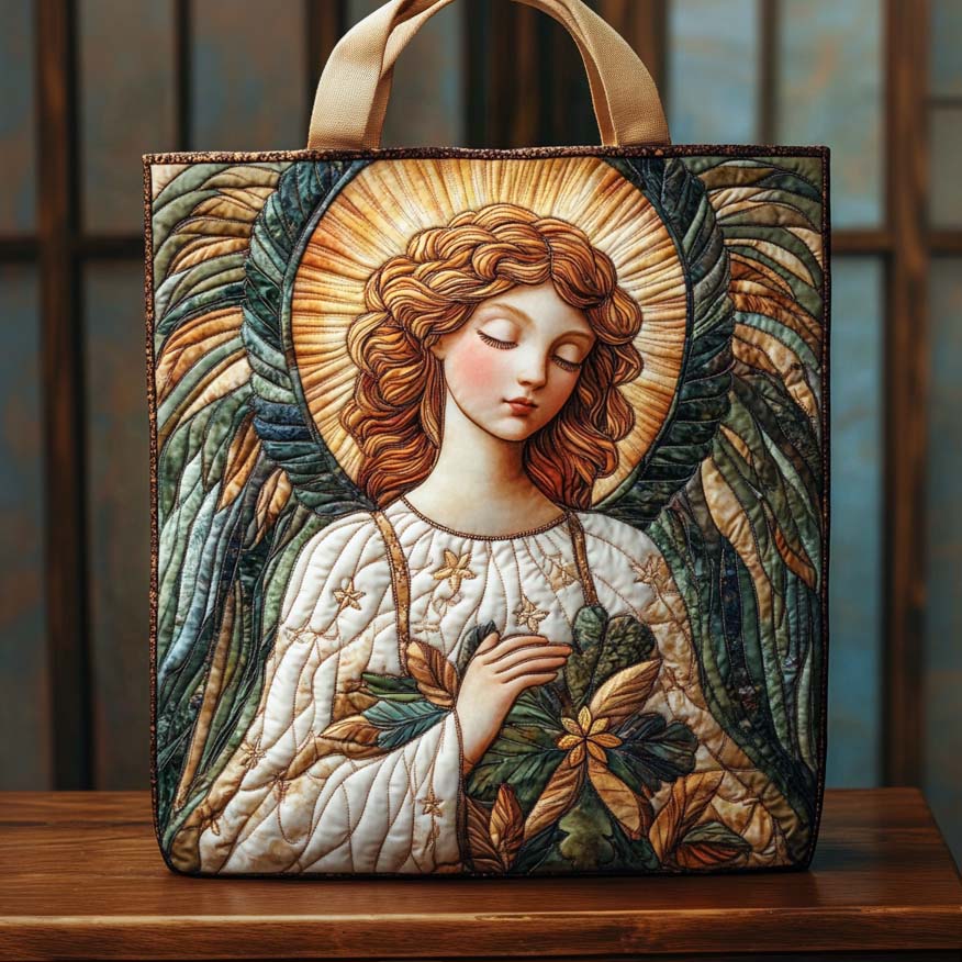Serene Angel Glow Quilted Tote Bag Christian Christmas Gifts For Dad