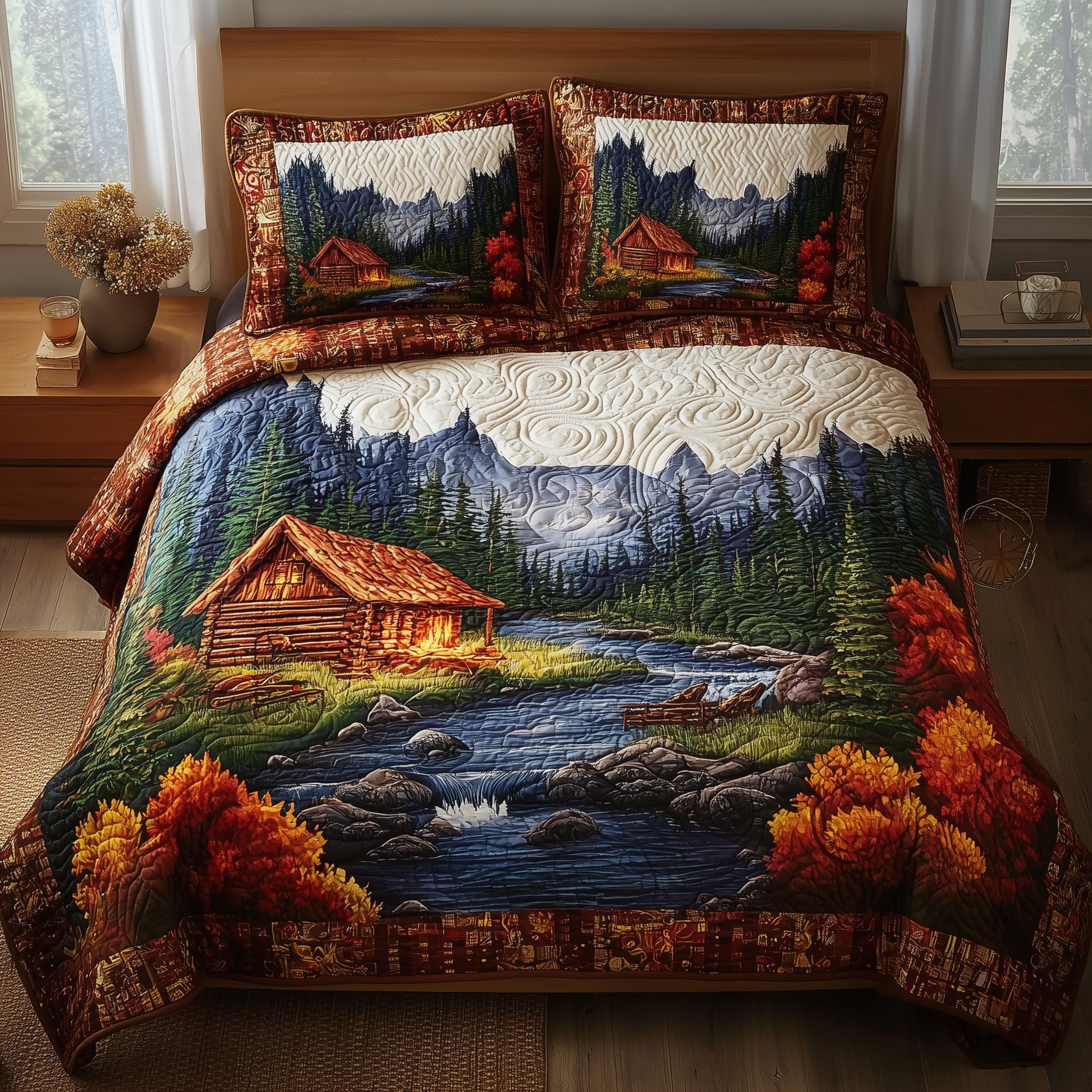 Serene Autumn Bliss Quilted Bedding Set For Kids