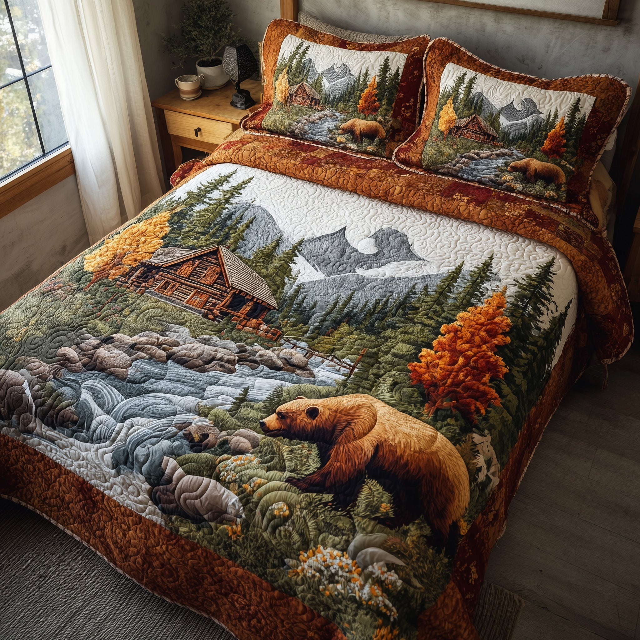 Serene Autumn Bliss Quilted Bedding Set Wedding Gift