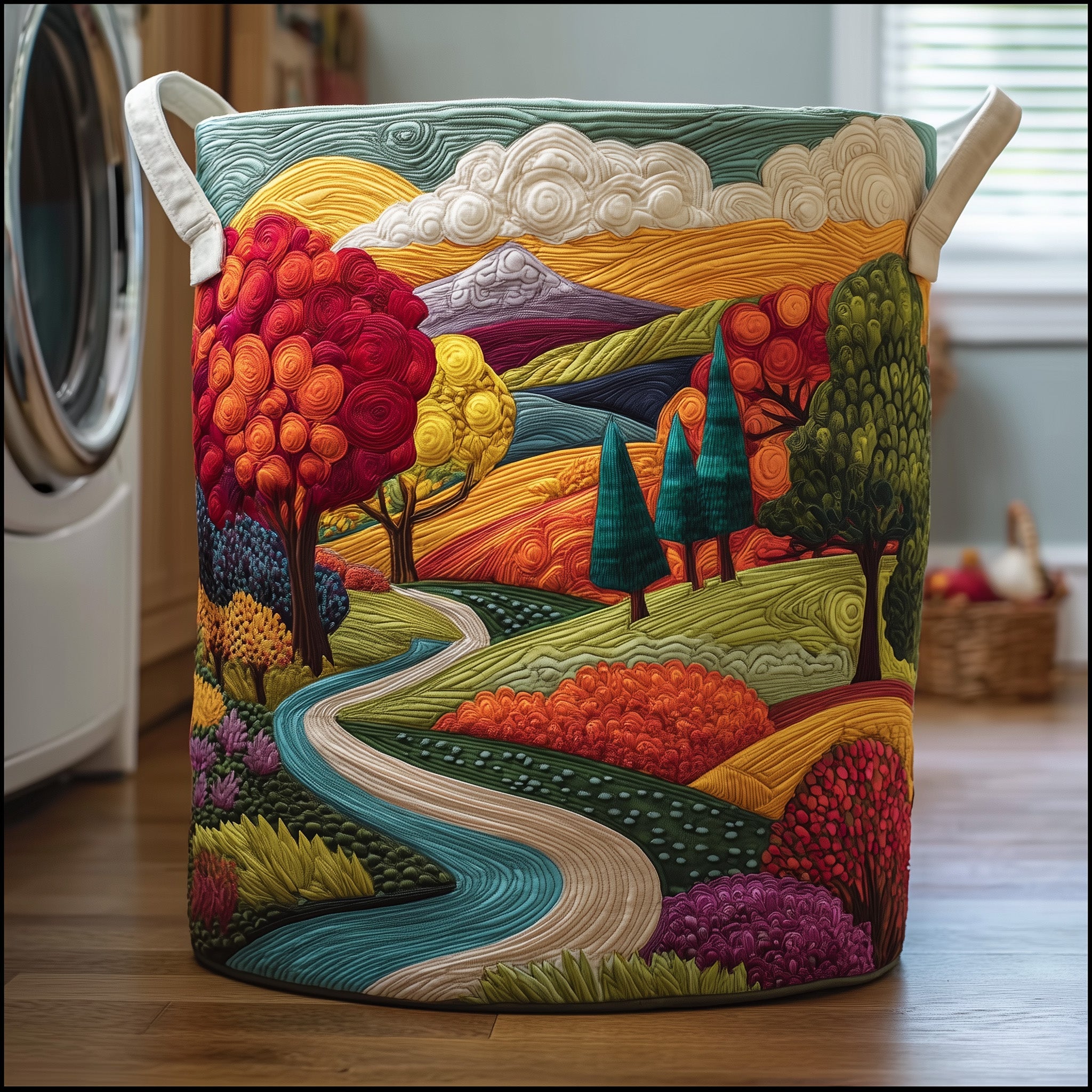 Serene Autumn Quilted Beautiful Laundry Basket Delightful Gifts For Mom