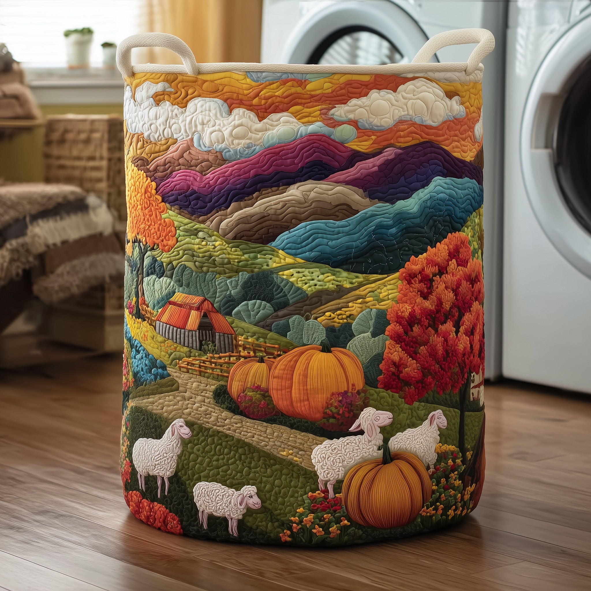 Serene Autumn Quilted Laundry Basket Charming Autumn Gifts For Friends