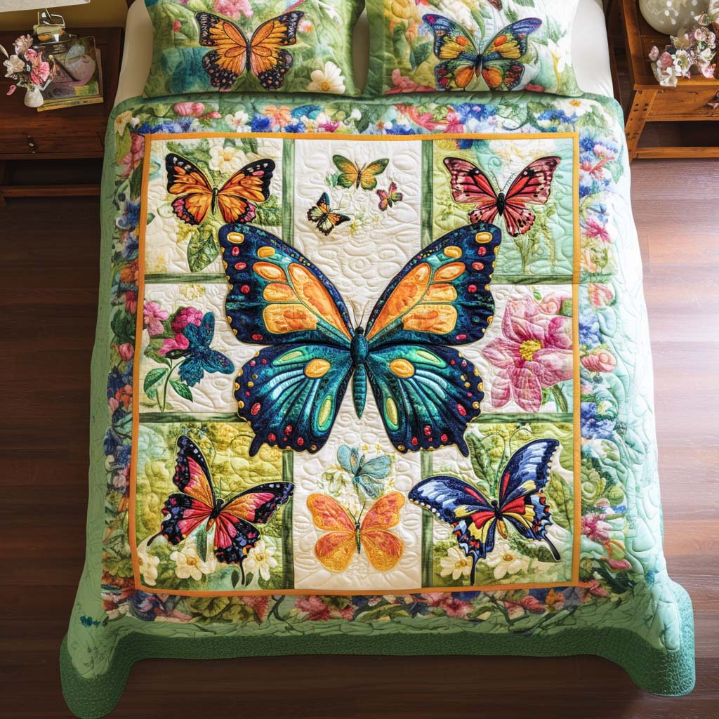 Serene Butterfly Hues Quilted Bedding Set Best Comforter Sets Butterfly Gifts For Lady