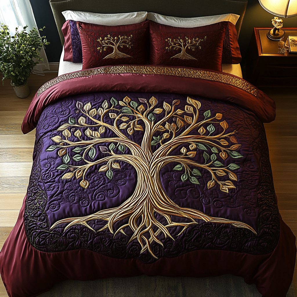 Serene Canopy Quilted Bedding Set Luxury Bedding Set with Pillow Covers Included