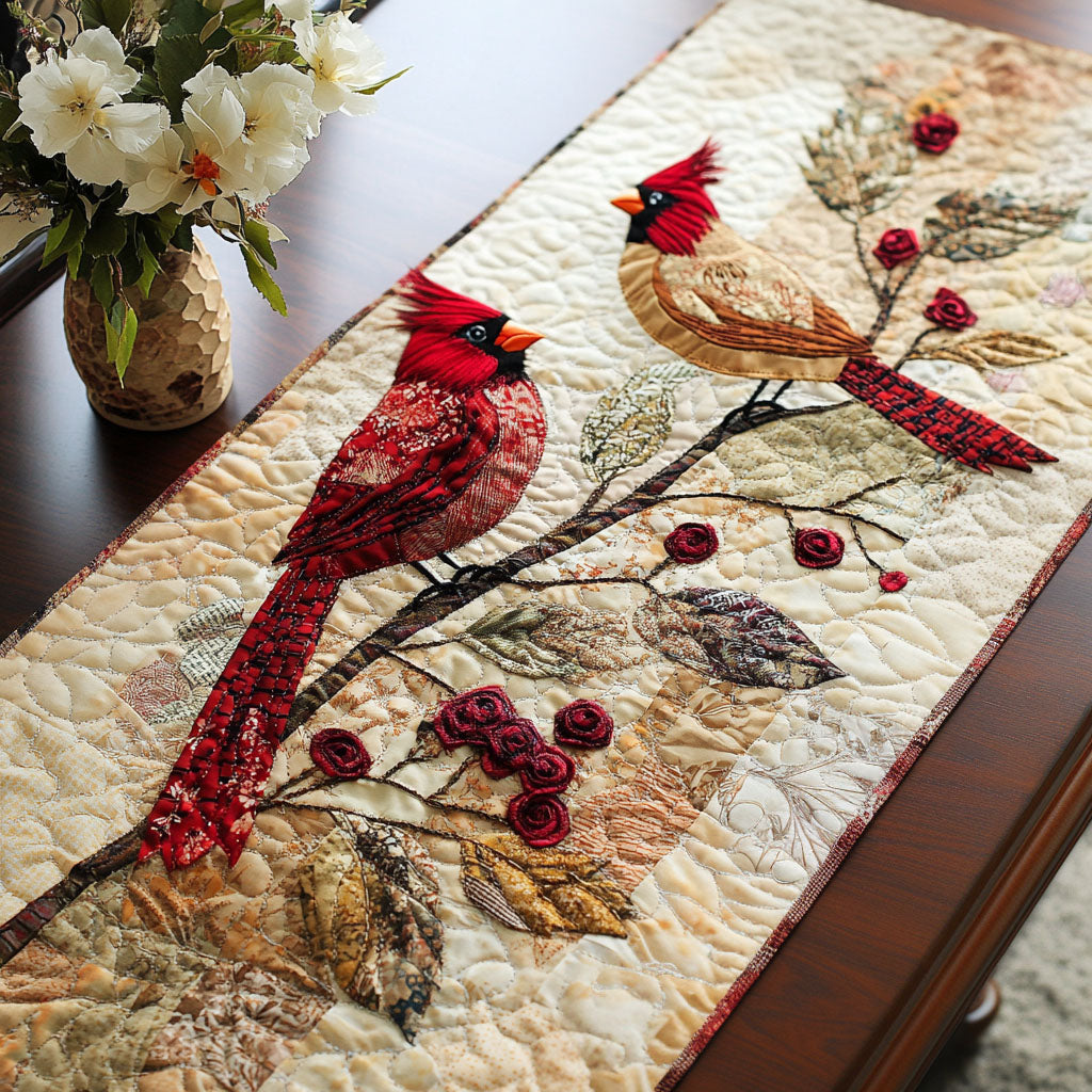 Serene Companionship Quilted Table Runner Dining Table Ideas Cardinal Themed Gifts