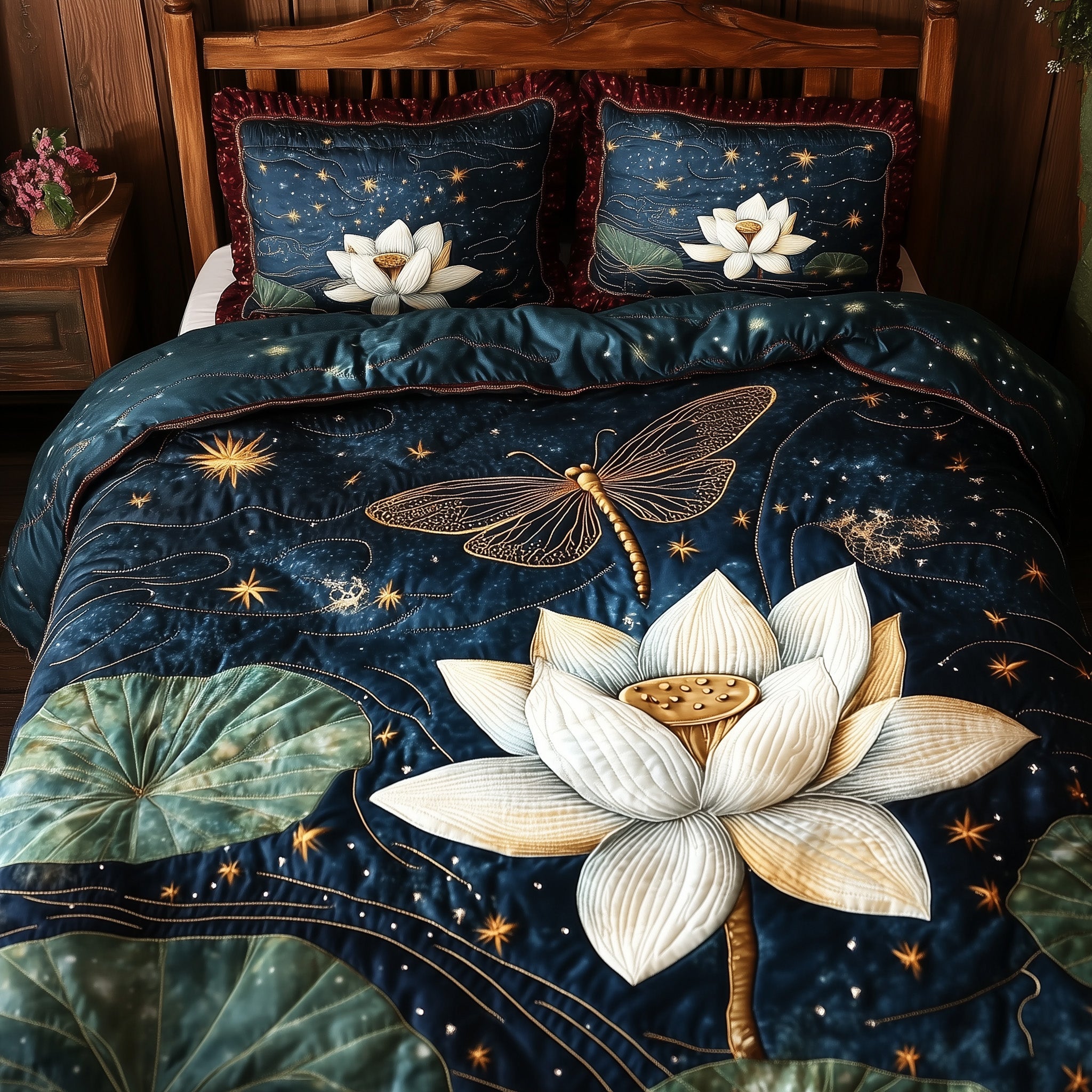 Serene Dragonfly Quilted Bedding Set Duvet Cover Bedspread Dragonfly Gifts For Mom