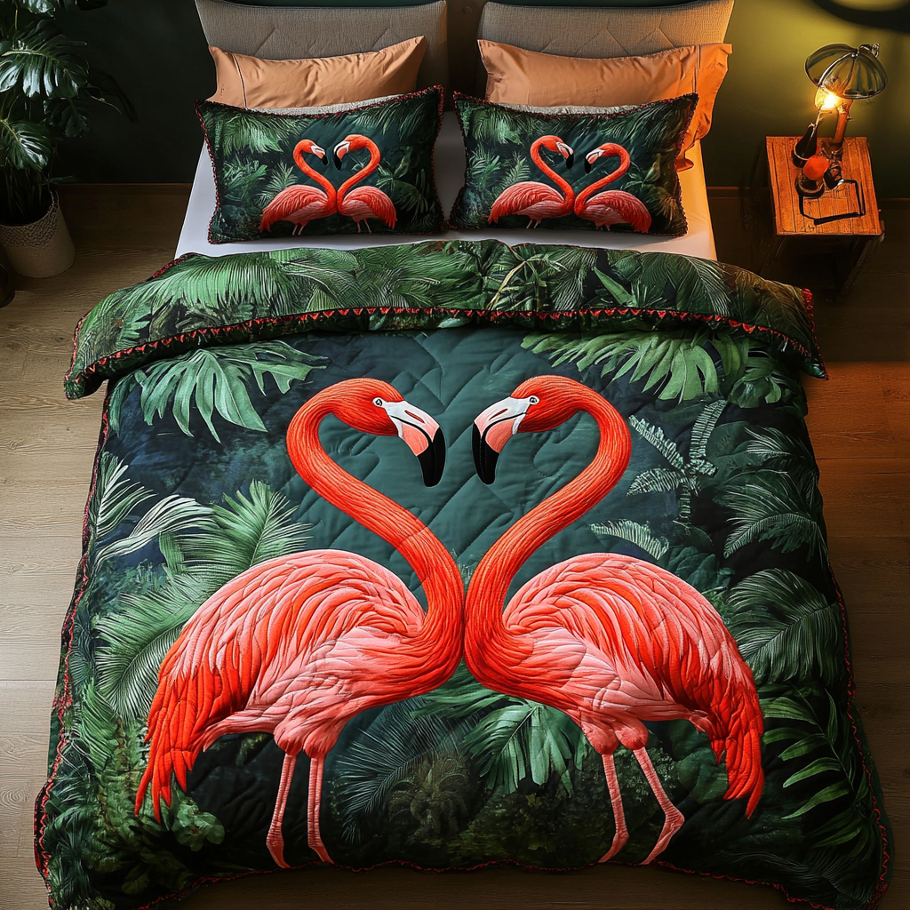 Serene Feather Quilted Bedding Set Heartwarming Bedding Gift for Loved Ones