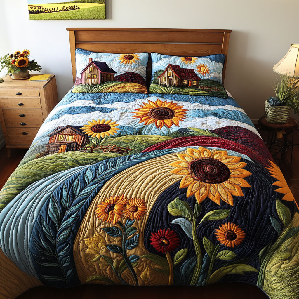 Serene Fields Quilted Bedding Set Cool Bedroom Decor Family Gift Ideas For Christmas