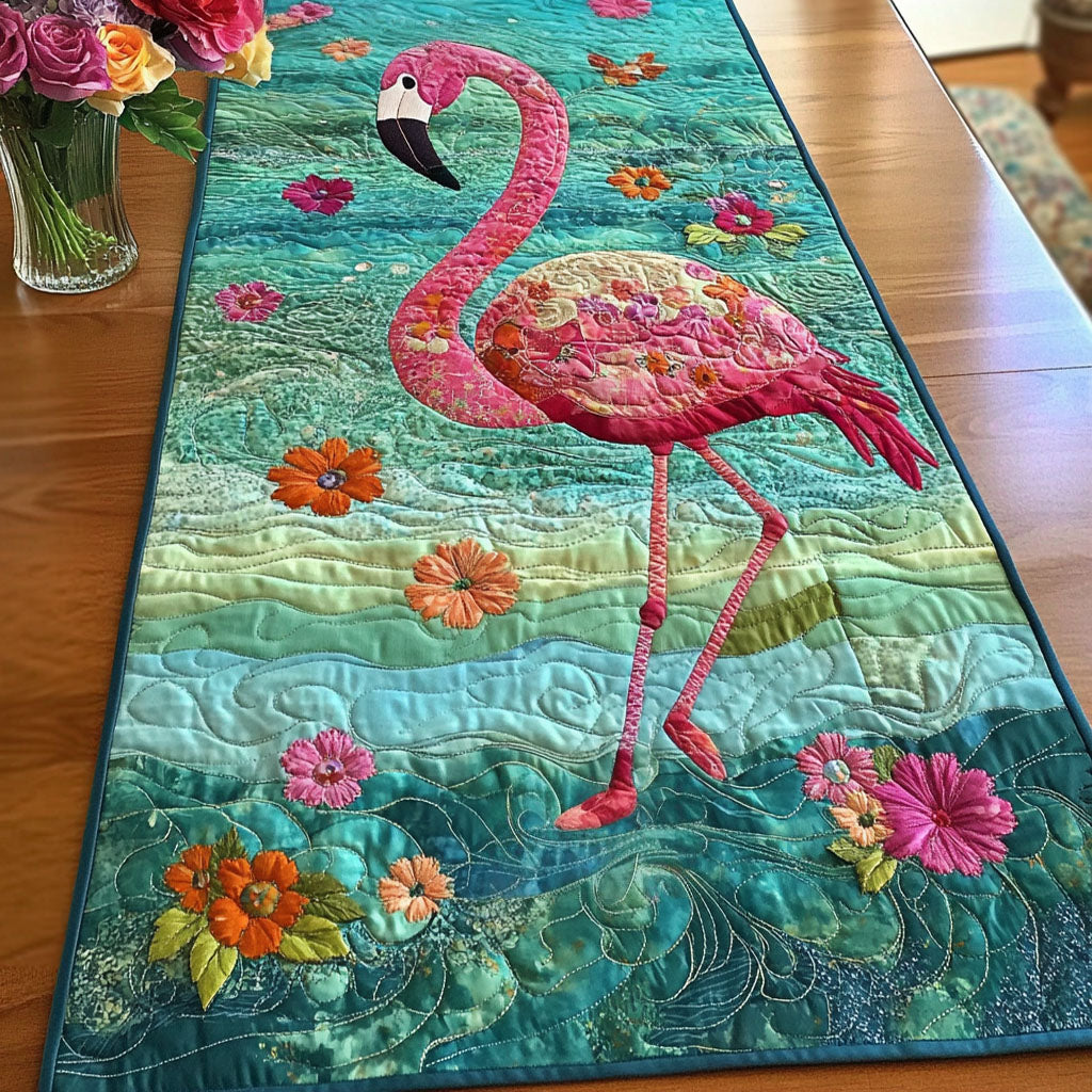 Serene Flamingo Waters Quilted Table Runner Dining Table Ideas Best Flamingo Christmas Gifts