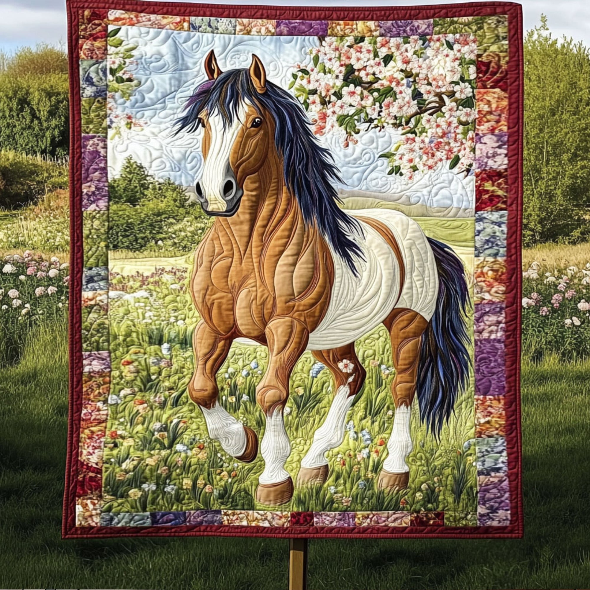Serene Gallop Quilted Blanket Xmas Holiday Best Gifts For Horse People