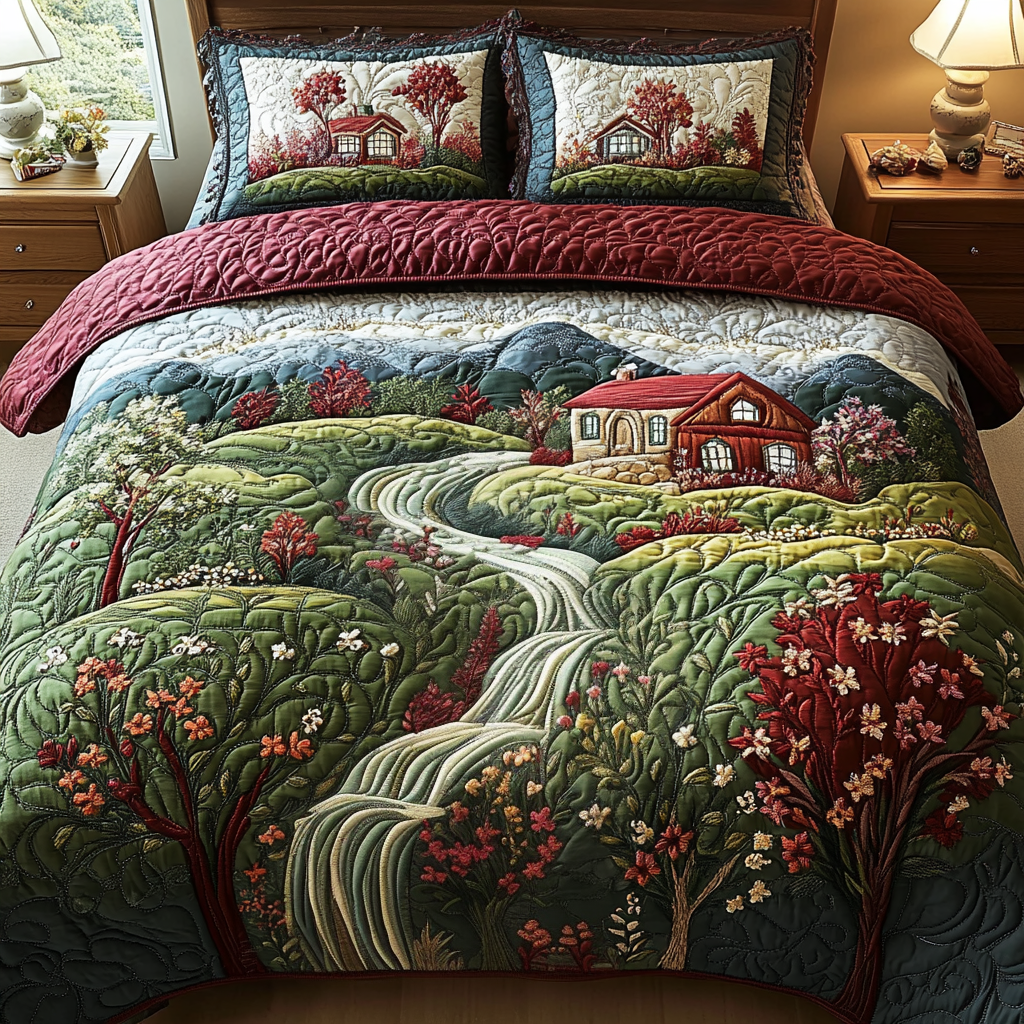 Serene Garden Quilted Bedding Set Ultra-Soft Bedding Set for a Hotel-Like Experience