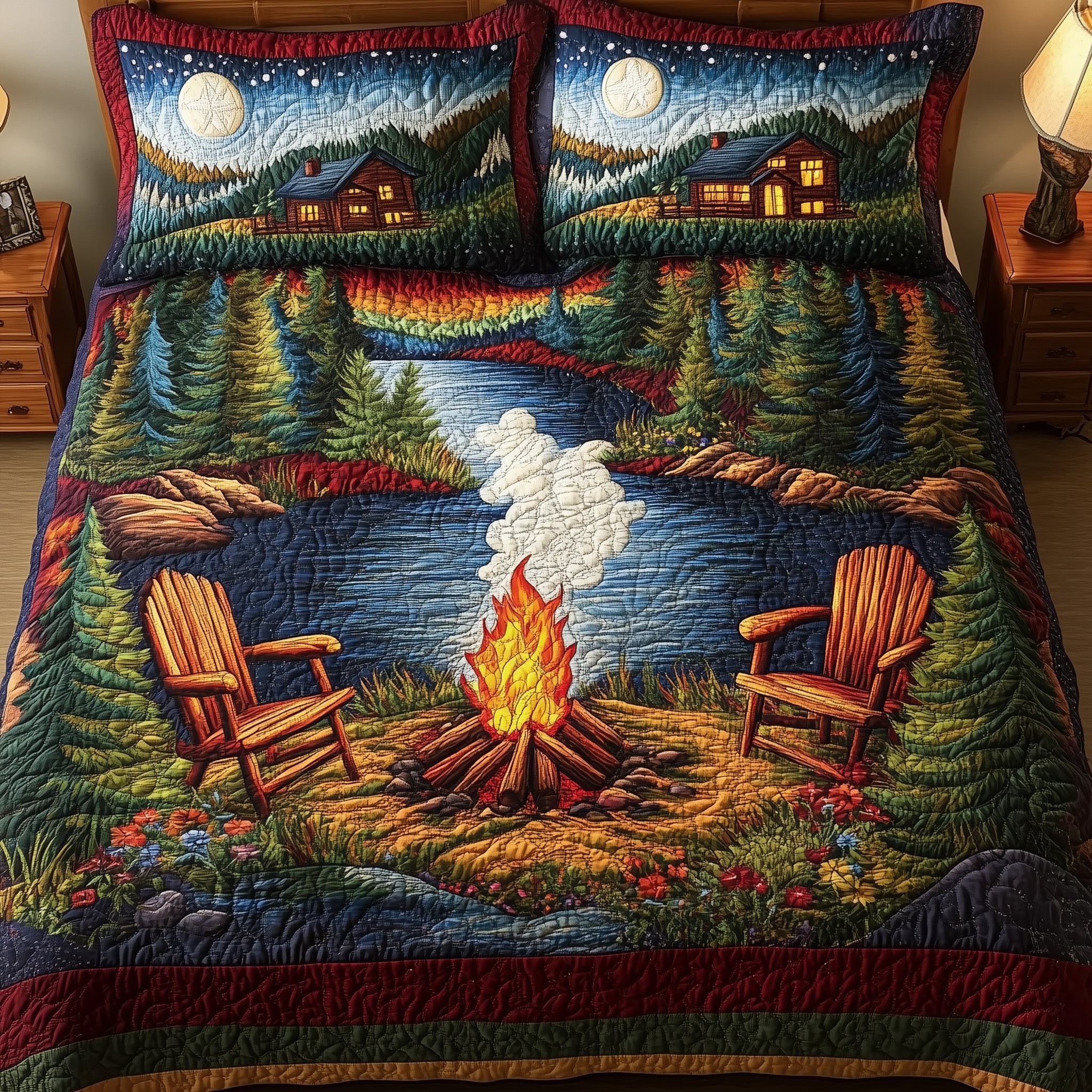 Serene Harmony Quilted Bedding Set Duvet Cover Bedspread Novelty Camping Gifts For Him