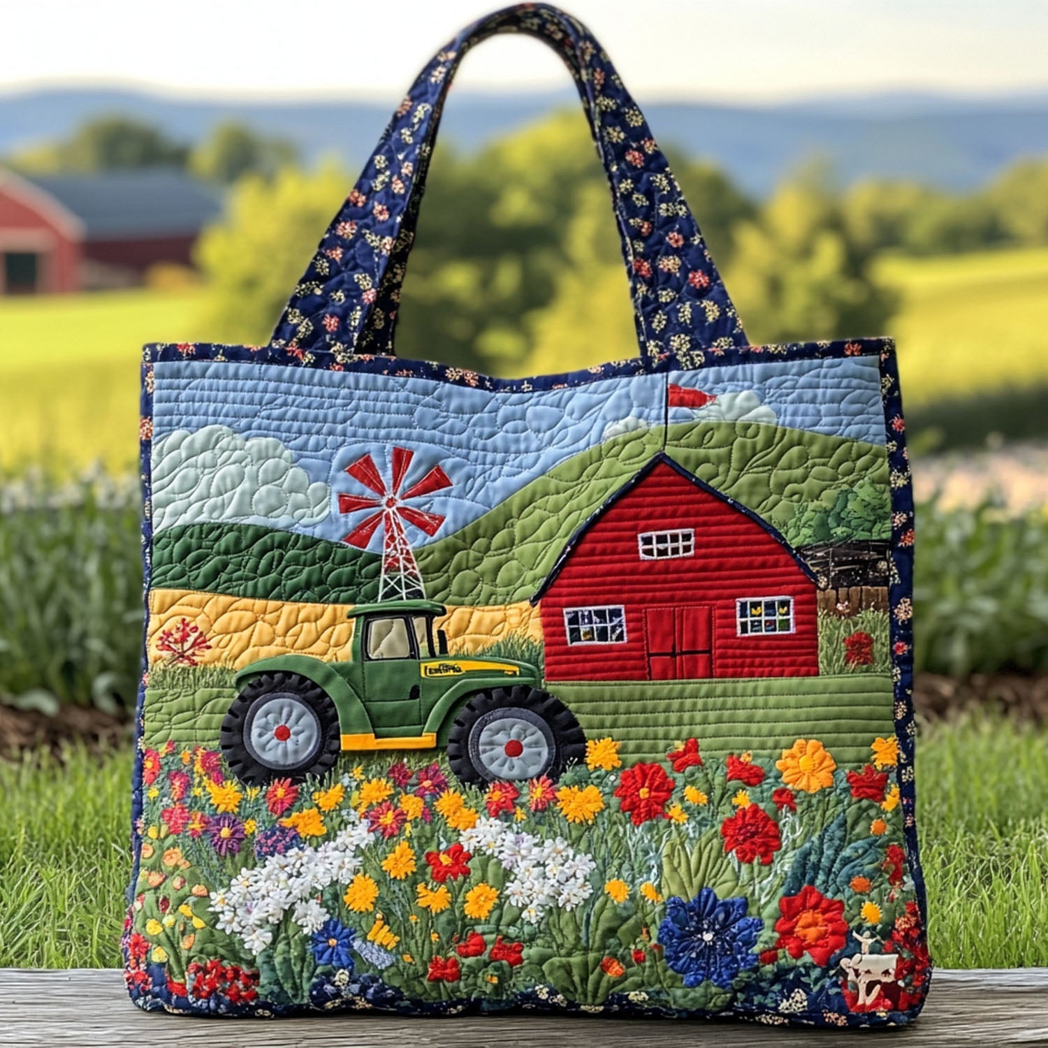 Serene Homestead Quilted Tote Bag Christmas Gifts For Farmers