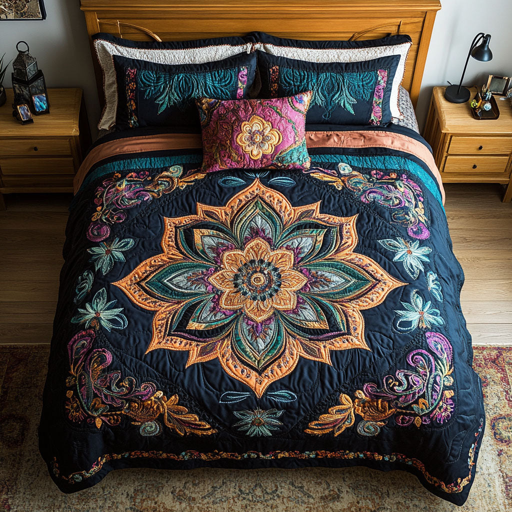 Serene Horizon Quilted Bedding Set Bohemian Bedroom Decor Mother In Law Christmas Gift