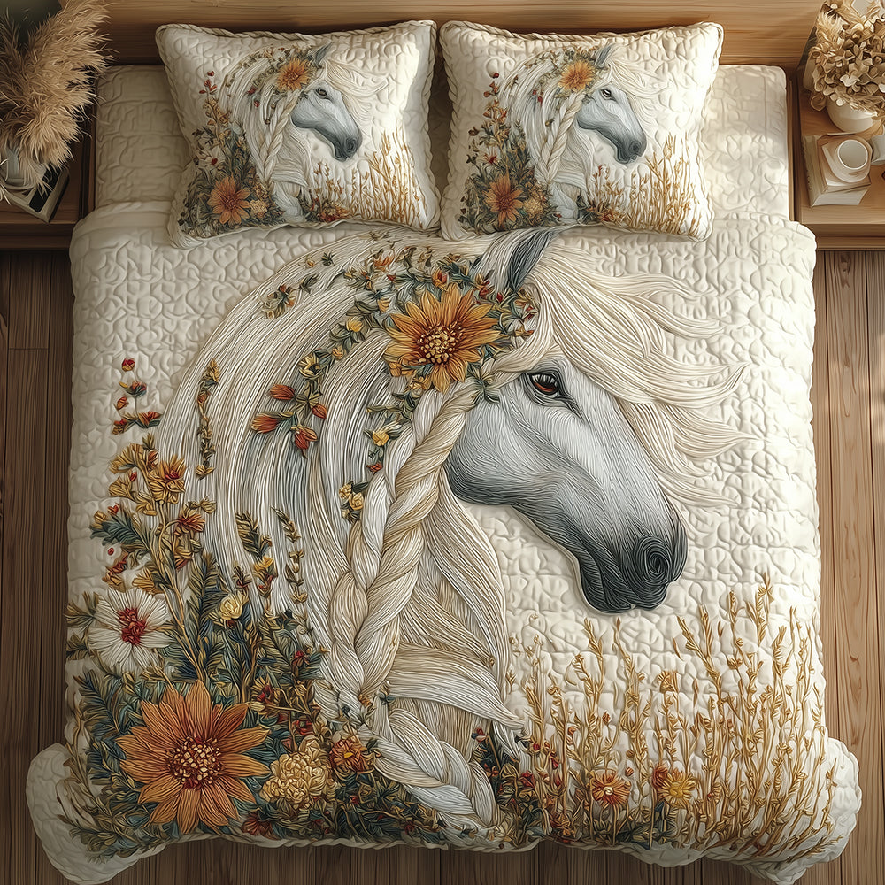 Serene Horse Trail Quilted Bedding Set Bedroom Decorations Gifts For Horse Racing Fans