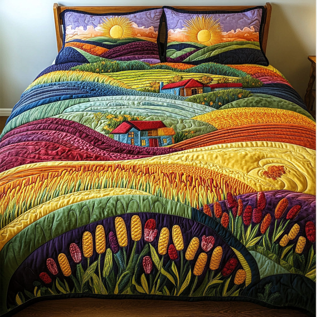 Serene Landscapes Quilted Bedding Set Farmhouse Bedroom Decor Ideas Family Gift Ideas