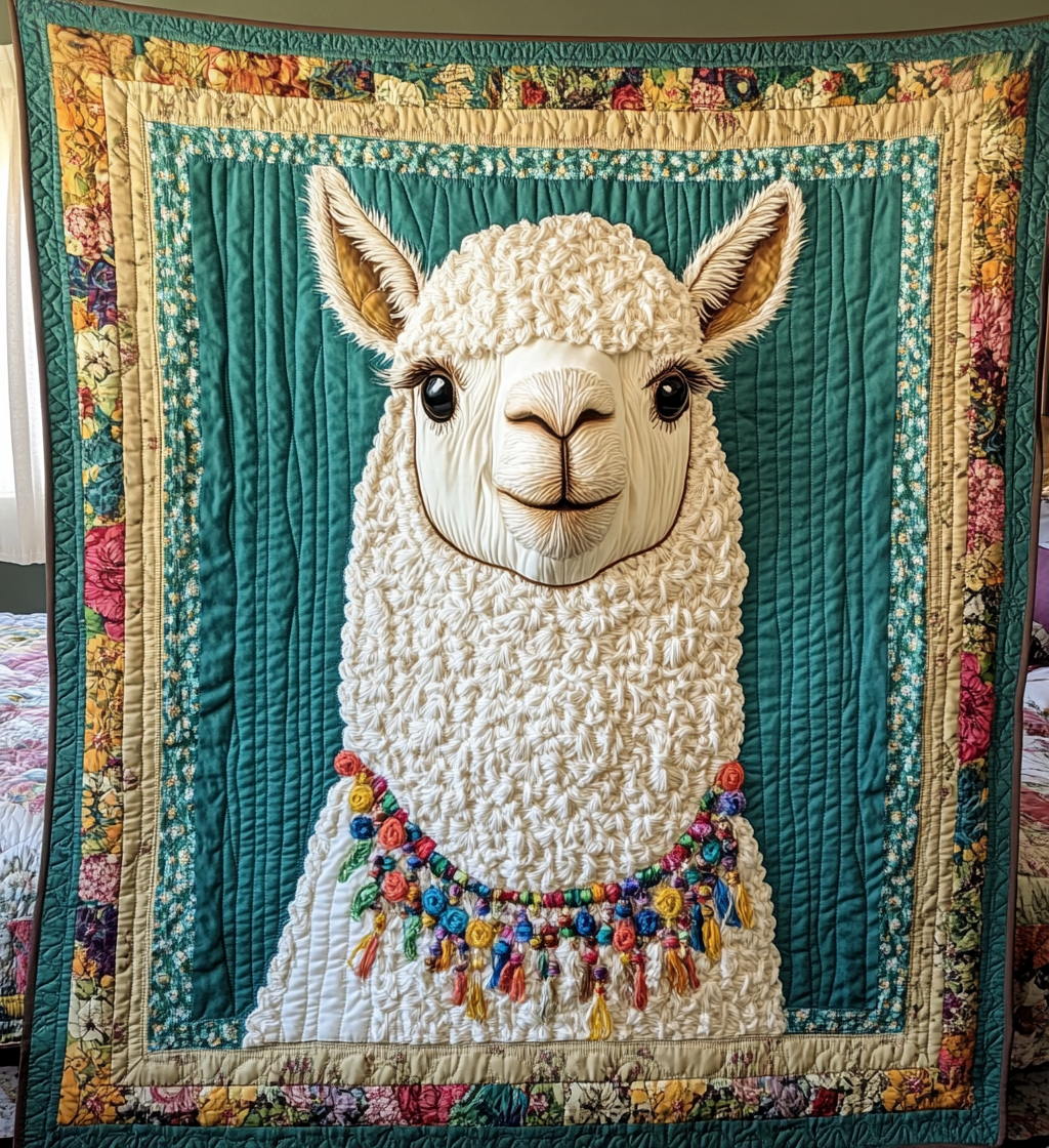 Serene Llama Quilted Blanket Llama Gifts For Her