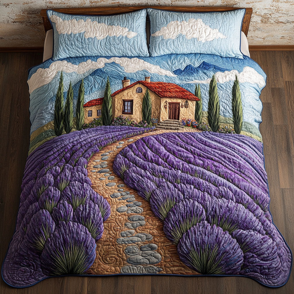 Serene Pathway Retreat Quilted Bedding Set Special Home Gift Idea for Comfortable Living