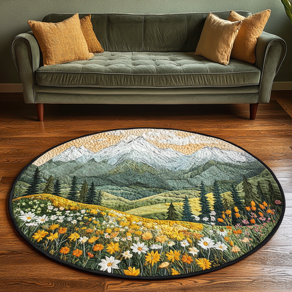 Serene Quilted Round Mat Christmas Decor For Entryway Sunflower Gifts For Her
