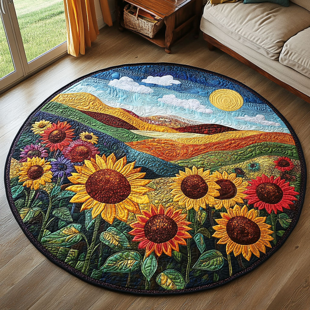 Serene Quilted Round Mat Entry Way Ideas Sunflower Items For Gifts